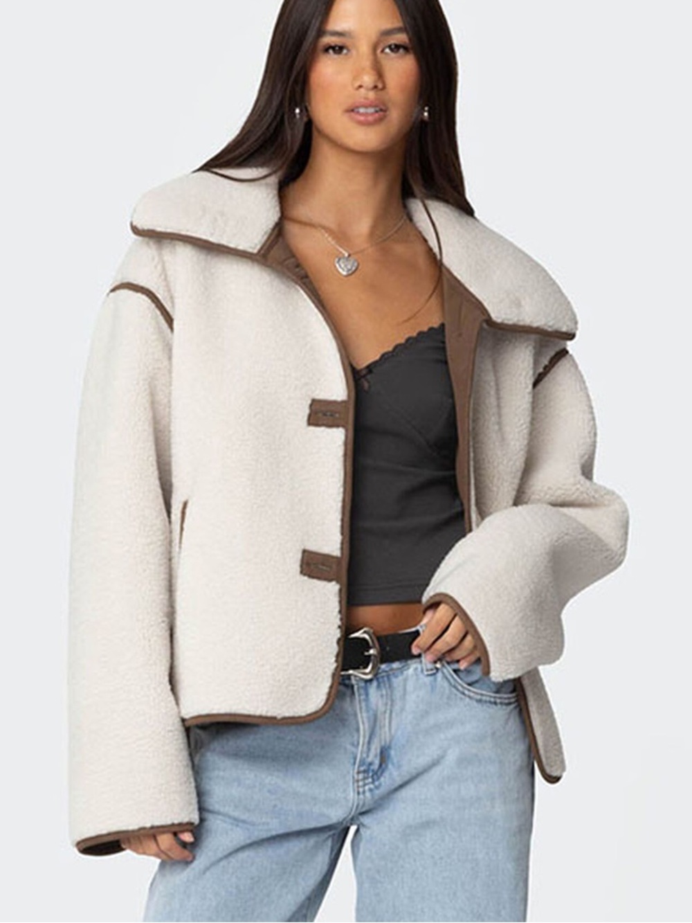 NWT! Edikted Frost Oversized Faux Shearling Jacket
